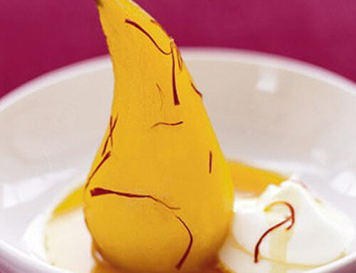 Saffron Poached Pears with Parmigiano Reggiano